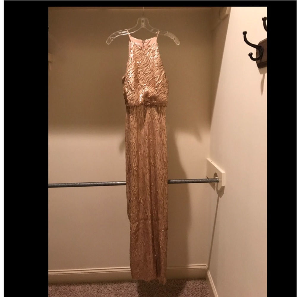 NWT BHLDN long Alana Bisque gold dress!